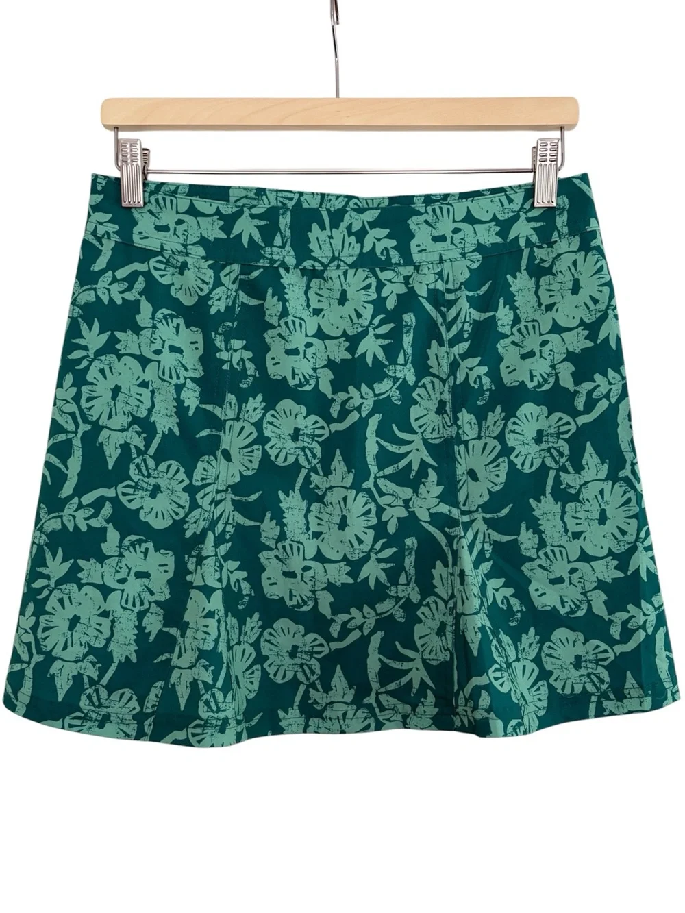 RipSkirt Hawaii Hibiscus Green Floral Wrap Skirt S Length 1 Batik Beach CoverUp